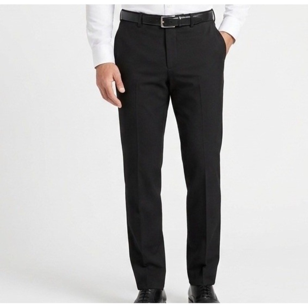 JF J Ferrar 30x29 Black Slim Fit Flat Front Suit Pants Preowned Ultra Comfort